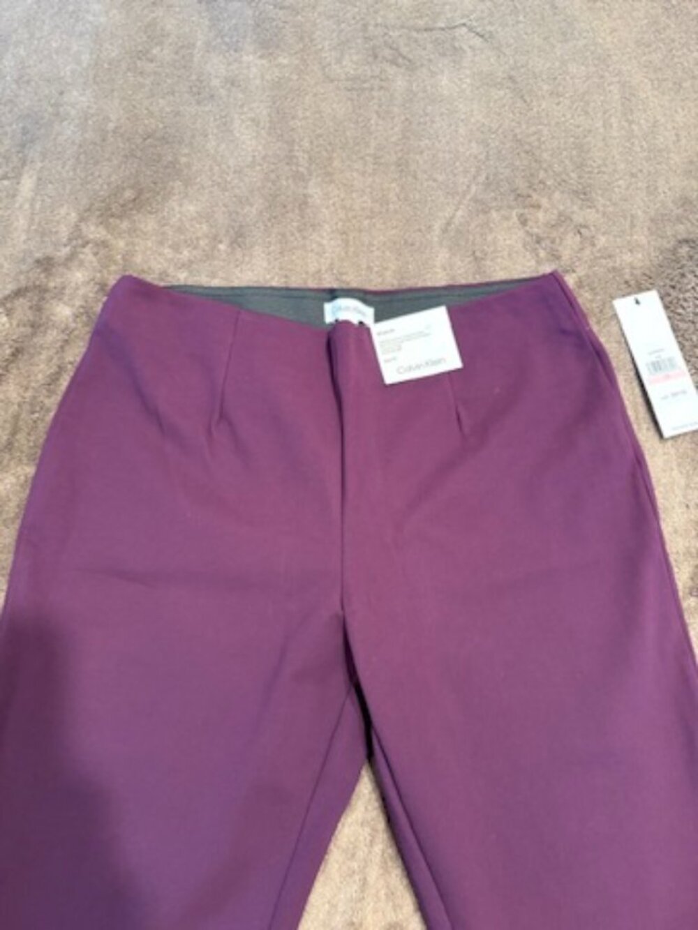 NWT Calvin Klein Purple Eggplant Stretch Slim Ankle Pants Size 10